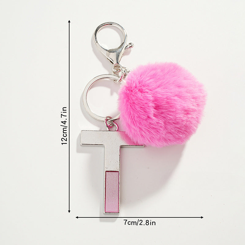 Wholesale Pink Ball Letter Metal Keychain